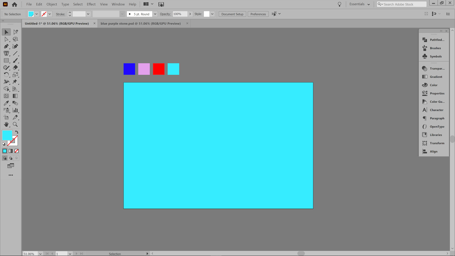 screenshot of illustrator to demonstrate creating a gradient