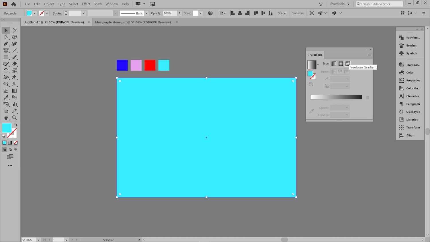 screenshot of illustrator to demonstrate creating a gradient