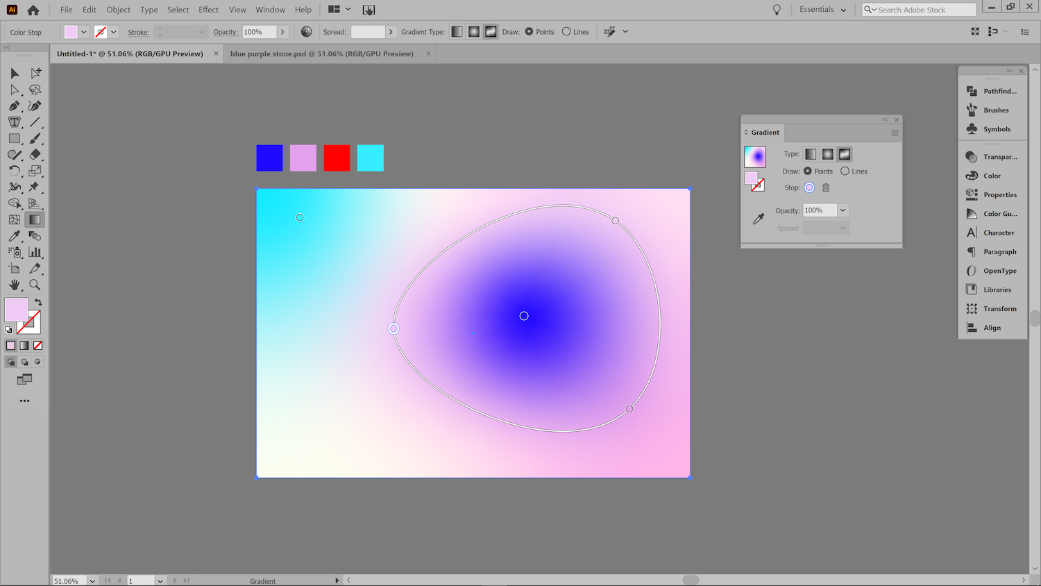 screenshot of illustrator to demonstrate creating a gradient