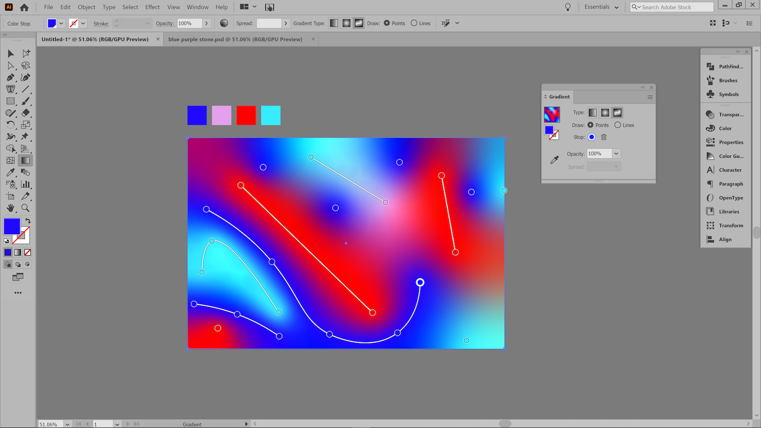 screenshot of illustrator to demonstrate creating a gradient