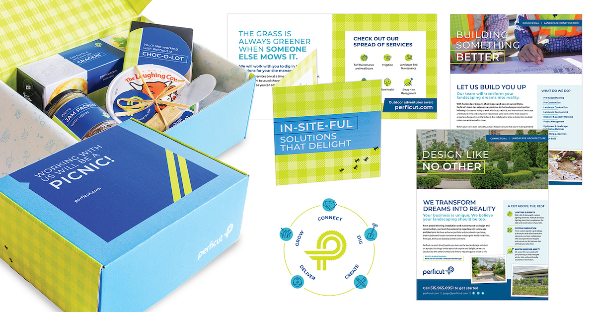 Perficut marketing materials with branded gift box