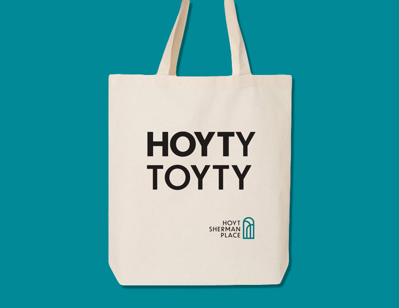 Tote bag that reads Hoyty Toyty