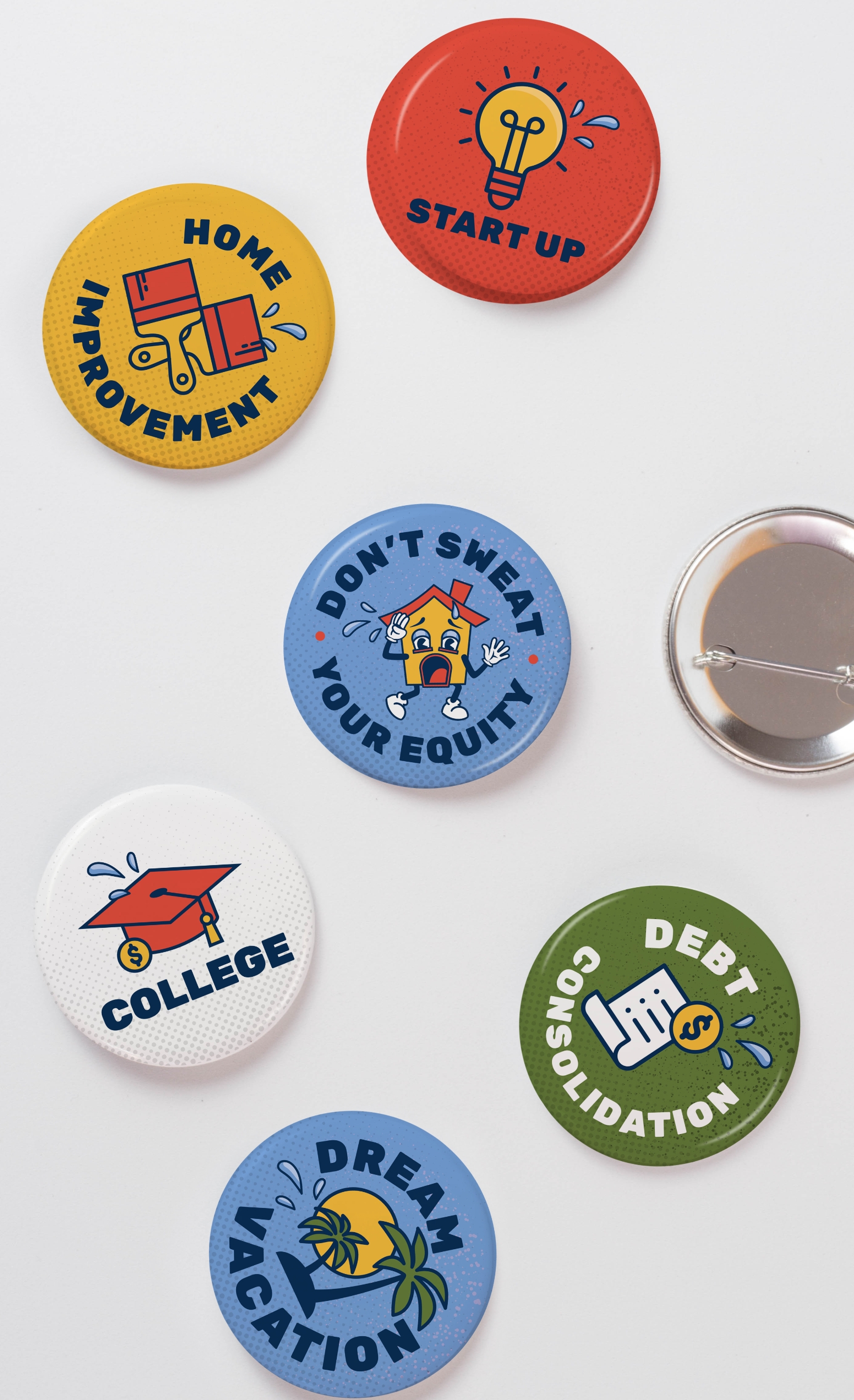 series of buttons with icons and reasons to borrow: home improvement, start up, dream vacation, debt consolidation, college