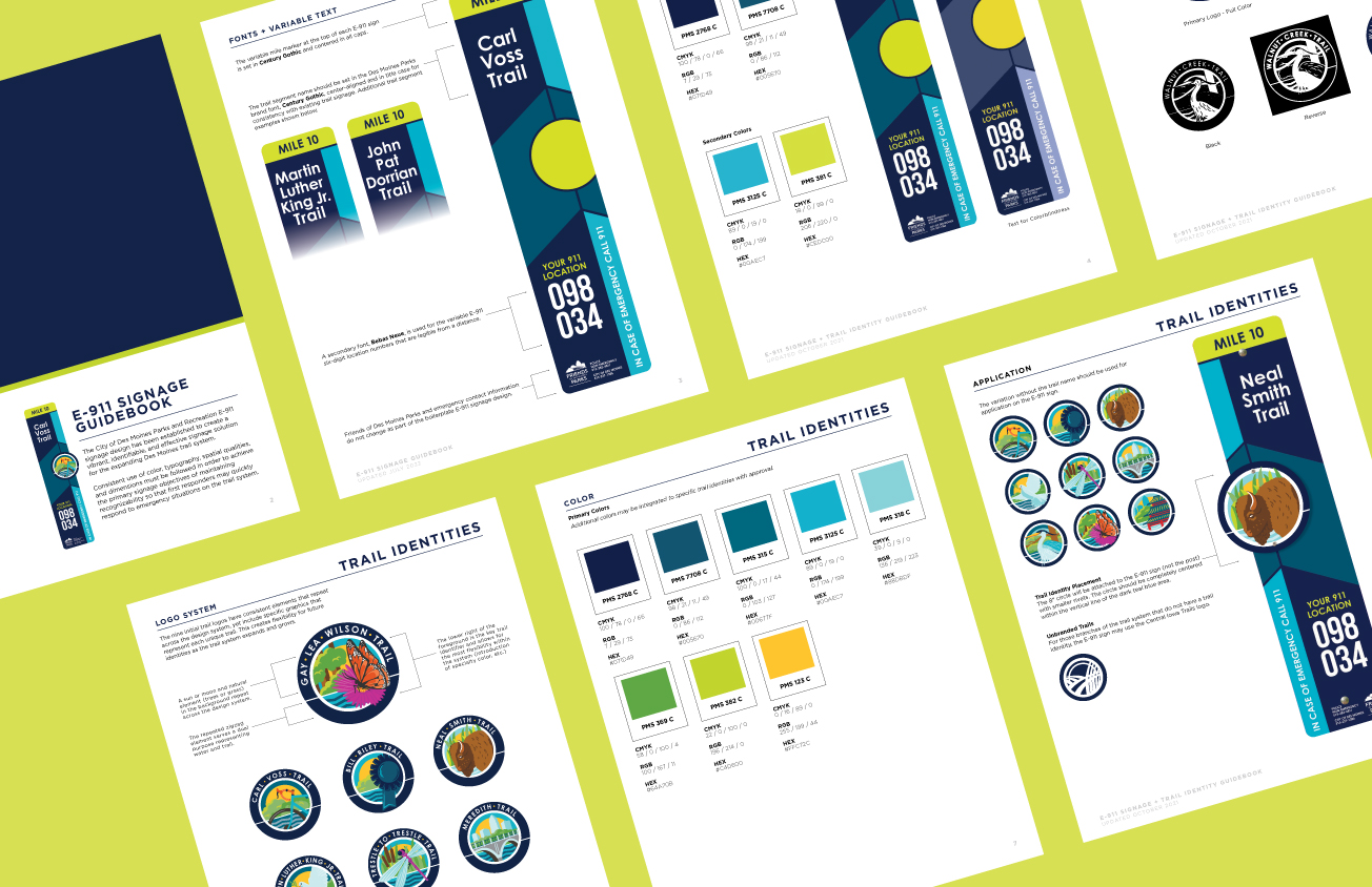 Des Moines Parks and Recreation trail identity brand guidelines