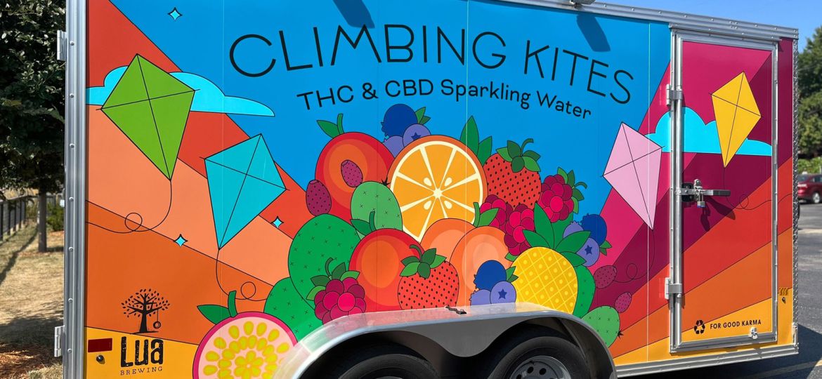 Climbing kites wrapped trailer