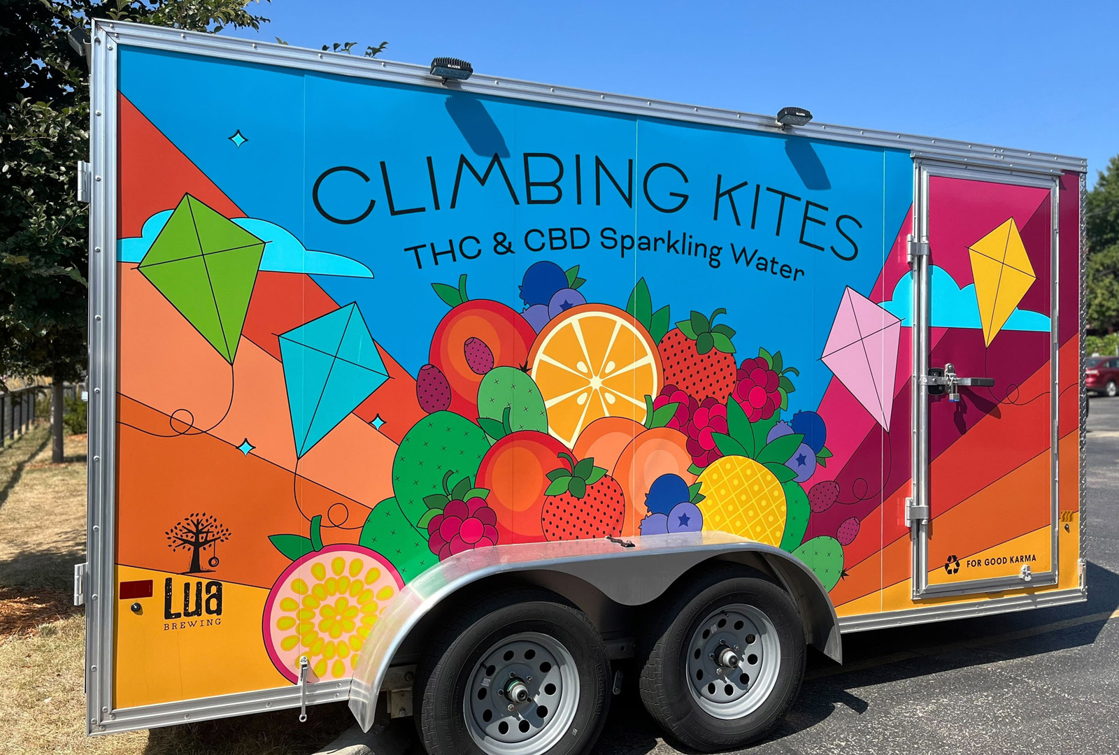 Climbing kites wrapped trailer